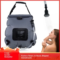 Sac de douche solaire haut de gamme à motif écossais, grande capacité 20L en nylon pour le bain en extérieur