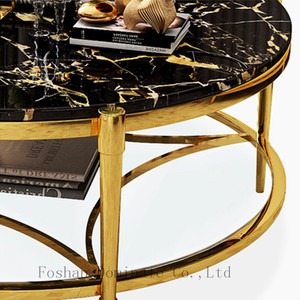 Modern Mirrored Gold Stainless Steel Base Legs Marble Top <strong>Coffee</strong> <strong>Table</strong> <strong>Table</strong> for Living Room - Product Image 4