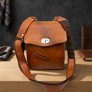 Pochette souple en cuir véritable pour femme avec fermeture éclair, deux sangles d'épaule, imperméable, grande capacité, légère, durable et écologique - Product Image 4