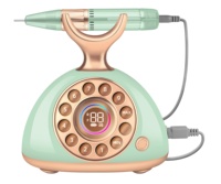 Kit de manucure portable pour salon et maison, lime à ongles électrique tout-en-un de style rétro vintage type téléphone, commande tactile, faible bruit