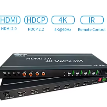 4x4 HDMI 2.0 Matrix Switcher with RS232 Control, 4K60Hz Video Mixer & Audio Extractor for Conference Room & Broadcast