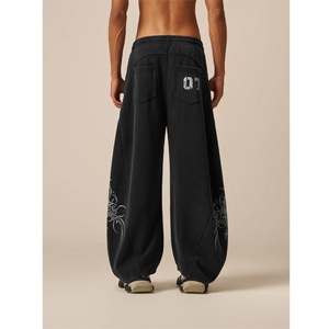 <b>Custom</b> Logo Streetwear Baggy Sweatpants Wide Leg <b>Balloon</b> Elastic Waist Cinch Hem Gothic Tribal Print Winter OEM - Product Image 2