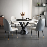 Luxuriöses Modernes Marmor Rundes Esszimmer-Set mit Tisch und Stühlen für 4, 6, 8 Personen Komplette Einrichtung für Zuhause, Restaurant, Wohnzimmer Einzigartige Möbel Küchendesigns