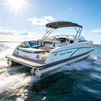 Bateau Tritoon en aluminium de 24 pieds pour 12 personnes, idéal pour la croisière, les fêtes et la pêche, avec moteur hors-bord électrique en option, certifié CE