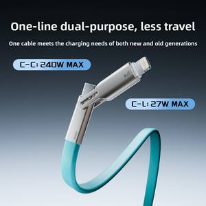 [Câble de données à double tête en silicone liquide 2-en-1 Baimo 240W] avec connecteurs Micro USB/Type-C [Charge ultra-rapide] - Product Image 4