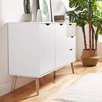 Buffet Combohome - Grand meuble de rangement - Effet bois blanc et chêne - Style scandinave nordique - Buffet avec 2 portes