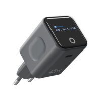 Chargeur rapide TFT 45W AVS GaN PD avec écran pour ordinateur portable, téléphone, tablette
