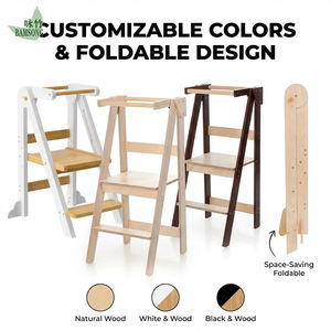 Tabouret d'apprentissage pliable en bois et bambou pour bébé, tour d'apprentissage pour tout-petits, aide de cuisine pour enfants, <span class=keywords><strong>chaise</strong></span> de sécurité pour la maison et la garderie - Product Image 2