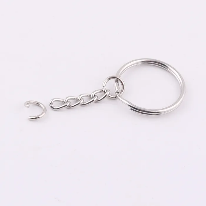 25mm metal split key ring with chain for gifts keychain