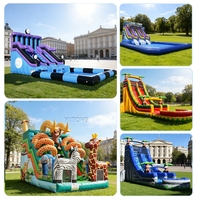 Toboggans aquatiques gonflables commerciaux longs pour enfants et adultes, toboggan gonflable pour piscine