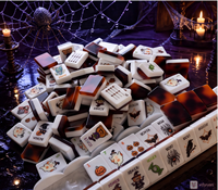 Ensemble de Mahjong de Luxe 160 Tuiles – Maison Hantée – Soirée Jeu Effrayante – Divertissement à Domicile – Jeu Complet avec Pochette de Rangement Prête à l'emploi