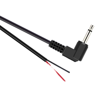 Kabel Audio Stereo 3.5mm 90 Derajat Sudut Kanan Male Plug 1/8 inci 3.5mm dengan Selubung PVC 2 Pole TS Open Stock Speaker Bare Wire