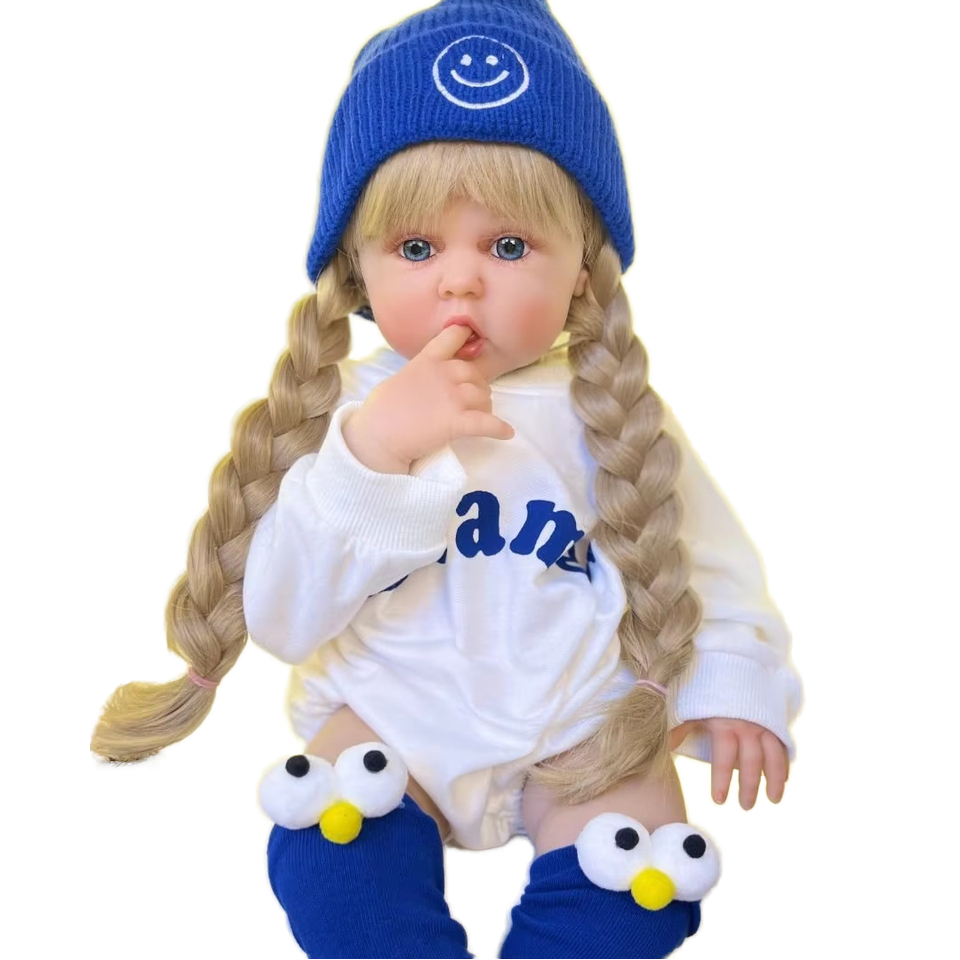 60Cm Lifelike Painted Finished Reborn Toddler Big Girl Alive Baby Dolls  That Look Real With Stylish Long Hair
