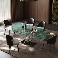 Meubles de salle à manger de luxe, ensemble de table à manger en pierre frittée, table imperméable 6 places pour hôtel, appartement