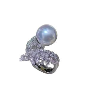 WENCHI 10683DIY Accesorios de Perlas, Anillo de Plata S925, Soporte Vacío para Perlas, Soporte para Joyas con Perlas Redondas de 11-13 mm - Product Image 5