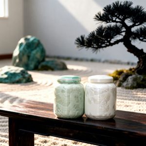 Boîte à thé en porcelaine de haute qualité, style zen, glaçure fleur de glace, cadeau artisanal de luxe pour thé en vrac et café - Product Image 4