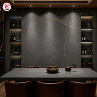 Table à manger de luxe en pierre frittée gris foncé, durable, pour décoration intérieure, personnalisée, anti-rayures, avec dalle de comptoir en pierre pour intérieur