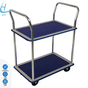<span class=keywords><strong>Chariot</strong></span> à plateforme double couche avec tapis antidérapant en PVC, conception <span class=keywords><strong>de</strong></span> rangement double couche, <span class=keywords><strong>chariot</strong></span> <span class=keywords><strong>de</strong></span> service commercial pour entrepôt - Product Image 1
