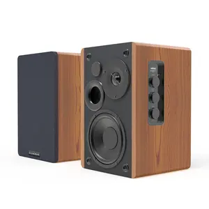 Hifi Aangedreven 2.0 Tv Luidsprekersysteem Super Bass Geluidssysteem Actief Houtnerf 60W Boekenplank Speaker