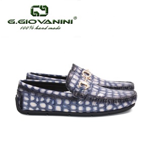 Mocassins en cuir véritable pour hommes à motif croco, semelle en caoutchouc, boucle métallique, chaussures de conduite à enfiler OEM pour affaires et usage quotidien - Product Image 2
