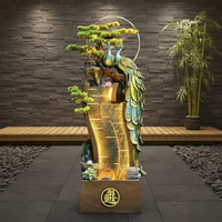 Fontaine murale de luxe autoportante en résine, effet cascade paon, avec pompe à eau intégrée, résistante aux intempéries, pour jardin et intérieur