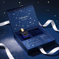 Enveloppe personnalisée bleue recyclable unique Boîte d'emballage de papier magnétique cosmétique de luxe imprimé pliable avec poignée en ruban pour cadeau personnalisé