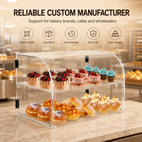 Vitrine de boulangerie commerciale en acrylique avec accès par porte arrière et étagères amovibles pour garder les bagels, gâteaux et biscuits frais
