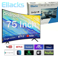 Téléviseur intelligent QLED 4K sans cadre Android 75 pouces personnalisable OEM avec système Android 15 pour hôtels et usage domestique