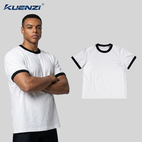 T-shirt Kuenzi à col rond, coupe classique, logo personnalisé, patchwork de couleurs, 93% coton, 7% élasthanne, 250 GSM, doux, durable, pour hommes