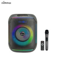 Enceinte Karaoké LED Circulaire RGB 60W avec Double Bobine Mobile de 8 Pouces, Haut-parleur d'Extérieur pour Fêtes, Prise en Charge TWS et Support Micro Sans Fil