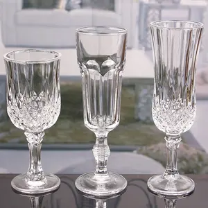 Taças de champanhe de vidro simples moda por atacado taças de vinho altas para uso doméstico
