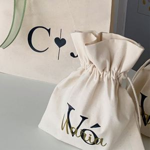 High Quality Custom Logo Printing Natural Color Cotton <b>Drawstring</b> Bag Reusable Jewelry Packaging <b>Pouch</b> - Product Image 3
