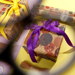 Venta al por mayor 80g cumpleaños Vintage papel Kraft elegancia rústica para regalos embalaje rollo de papel de regalo - Product Image 6