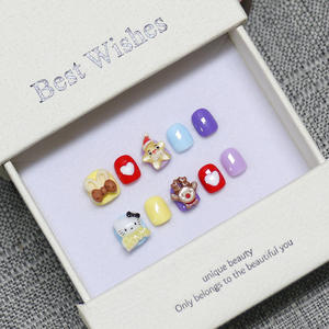 Faux ongles artificiels pour enfants, faits à la main en acrylique, réutilisables, fournisseur en gros <span class=keywords><strong>de</strong></span> nail art personnalisé - Product Image 4