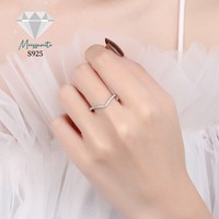 Bague LOYE en argent sterling 925 véritable avec moissanite, bague en forme de V sertie en grappe, bague couronne empilable