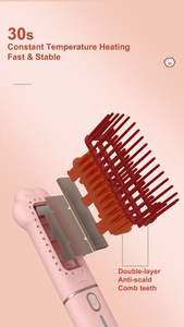 <span class=keywords><strong>Cepillo</strong></span> <span class=keywords><strong>Alisador</strong></span> de Cabello Inalámbrico USB de Cerámica - Peine Eléctrico con Calentamiento PTC y Pantalla LCD con 3 Ajustes de Calor para el Hogar y Hoteles - Product Image 6