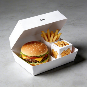 Emballages écologiques pour la livraison de restauration rapide, hamburgers, frites, cartons ondulés gaufrés, personnalisation en gros - Product Image 4