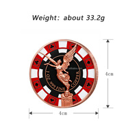 Pièce de poker colorée 1 oz .999 en cuivre fin, pièce commémorative Victory Angel, badge de collection, souvenir, pièce de cuivre rouge 1 oz dans une capsule