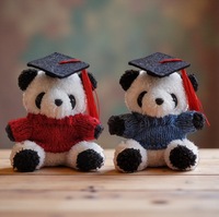 Peluche Panda en forme de bonnet de docteur, 10 cm, personnalisable avec logo, cadeau de remise de diplôme universitaire