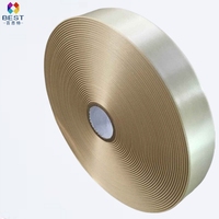 Ruban en satin de polyester de couleur champagne à bord tissé, rouleau de 1 pouce pour étiquette d'entretien des vêtements
