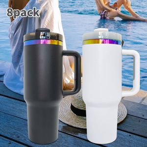 8 Pack Custom Logo Rainbow Plated <b>Double</b> <b>Walled</b> Stainless Steel BPA Free Leak-Proof 40oz 6-12hr Thermal H2.0 Coffee Travel <b>Mugs</b> - Product Image 1