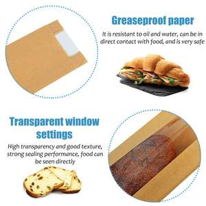 Bolsa de Papel Kraft para Panadería, Impresa Personalizada, Resistente a la Grasa y al Aceite, para Donas, Baguettes Francesas y Tostadas, con Ventana Transparente - Product Image 4