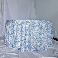 Nappe Ronde en Polyester à Imprimé Floral Décoratif pour Mariages, Fêtes et Banquets