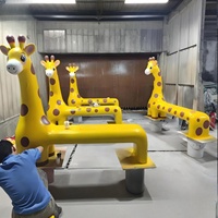 Banc personnalisé pour aire de jeux pour enfants, motif animal de dessin animé, en résine et fibre de verre résistante à l'usure