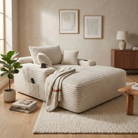 Canapé modulaire en velours côtelé moderne, livraison locale aux États-Unis, canapé nuage avec compression sous vide, poches de rangement et porte-gobelets