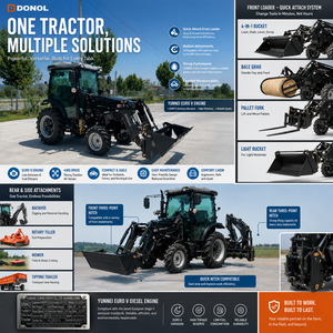 Tracteur utilitaire DONOL 75HP 4x4 avec moteur EURO V, certification COC, homologué CE, à boîte de vitesses shuttle, pour les marchés européens de taille moyenne - Product Image 2