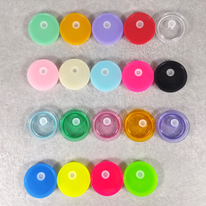 Grosir tutup plastik bebas BPA warna-warni untuk gelas kaleng bir penutup akrilik pengganti tutup Pp untuk 16oz dapat cangkir dengan lubang sedotan - Product Image 2