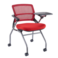 Chaise de formation mobile en maille avec support pour tablette et roulettes, chaise empilable peu encombrante pour espaces d'apprentissage agiles