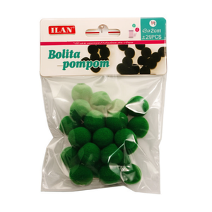 Pompon Ilan Bolita 2Cm Verde per Decorazioni Artigianali e Creazione di Gioielli - Product Image 1