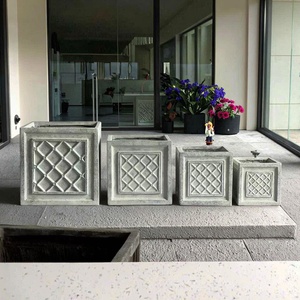 Vaso <span class=keywords><strong>da</strong></span> fiori in cemento decorativo con motivo a griglia minimalista per piante <span class=keywords><strong>da</strong></span> interno ed <span class=keywords><strong>esterno</strong></span> usa le condizioni del pavimento - Product Image 5